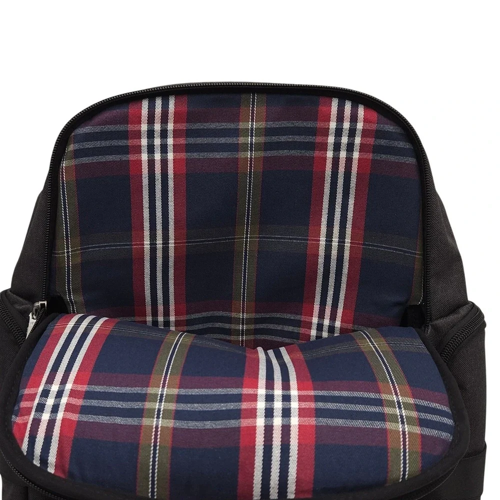 Brooks Brothers Grant Black‎ Canvas Backpack Plaid Lined Multi-Pocket Travel Bag